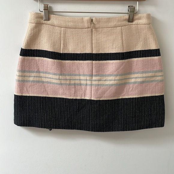 BCBGMAXAZRIA Malikka Woven Fringe Wrap Style Cotton Mini Skirt size 6 striped - Picture 2 of 11